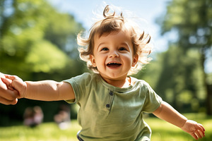 Laughing Toddler Running Outdoors, a Person Photo by Fascinadora
