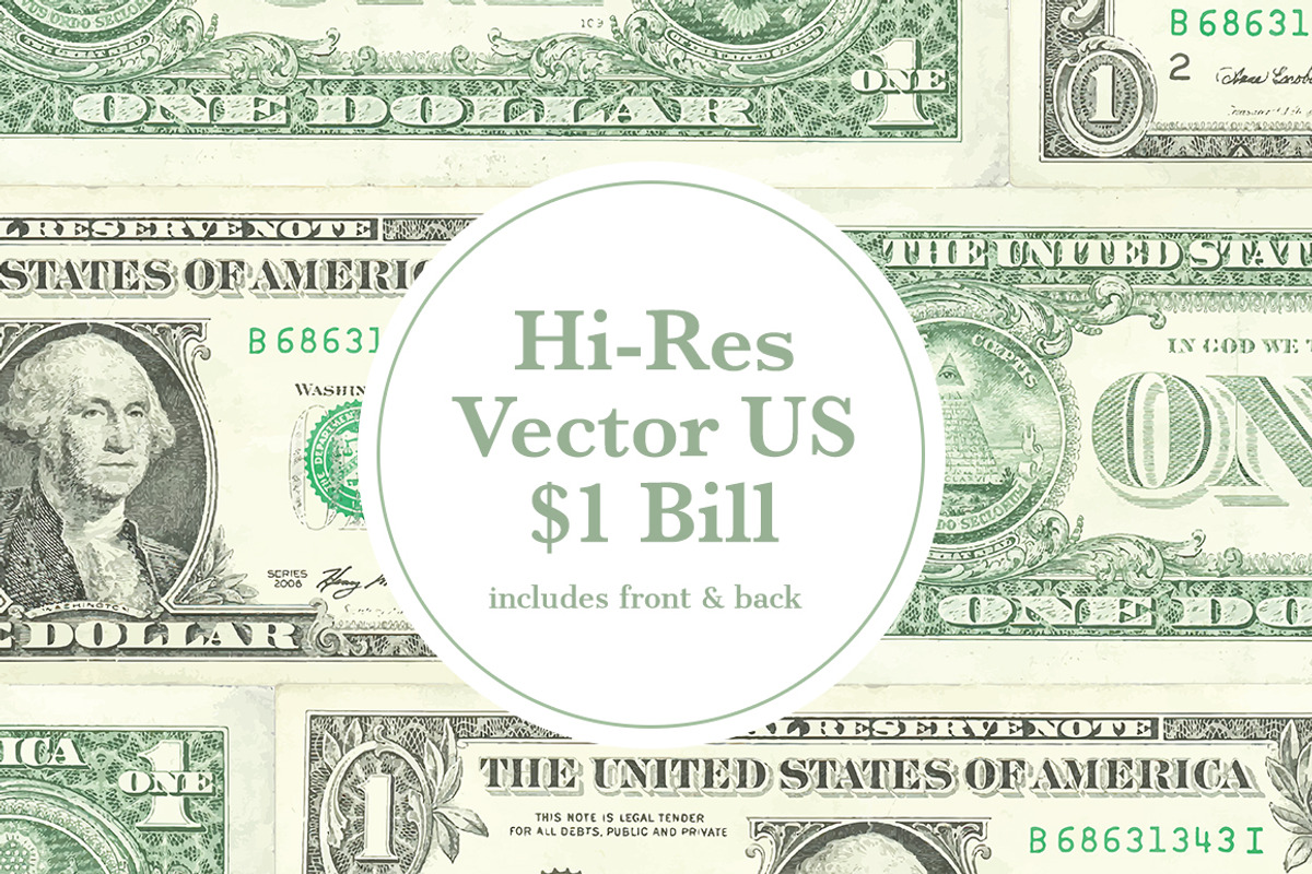 Hi-Res Vector $1 USD Front & Back, an Object Graphic by Theresa Barba (Photo 1 of 5)