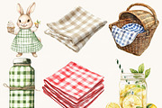 Watercolor Picnic Clipart Bundle, an Animal Illustration by SparkyDesignsUS (Thumbnail 4 of 9)