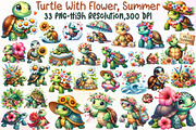 Turtle With Flower, Summer Clipart, an Illustration by Sublimation Artist (Thumbnail 1 of 6)