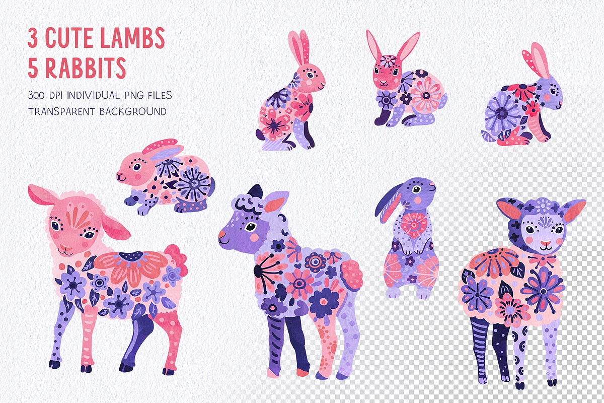 Folk Floral Easter collection, an Animal Illustration by PenguinArtStudio (Photo 2 of 8)