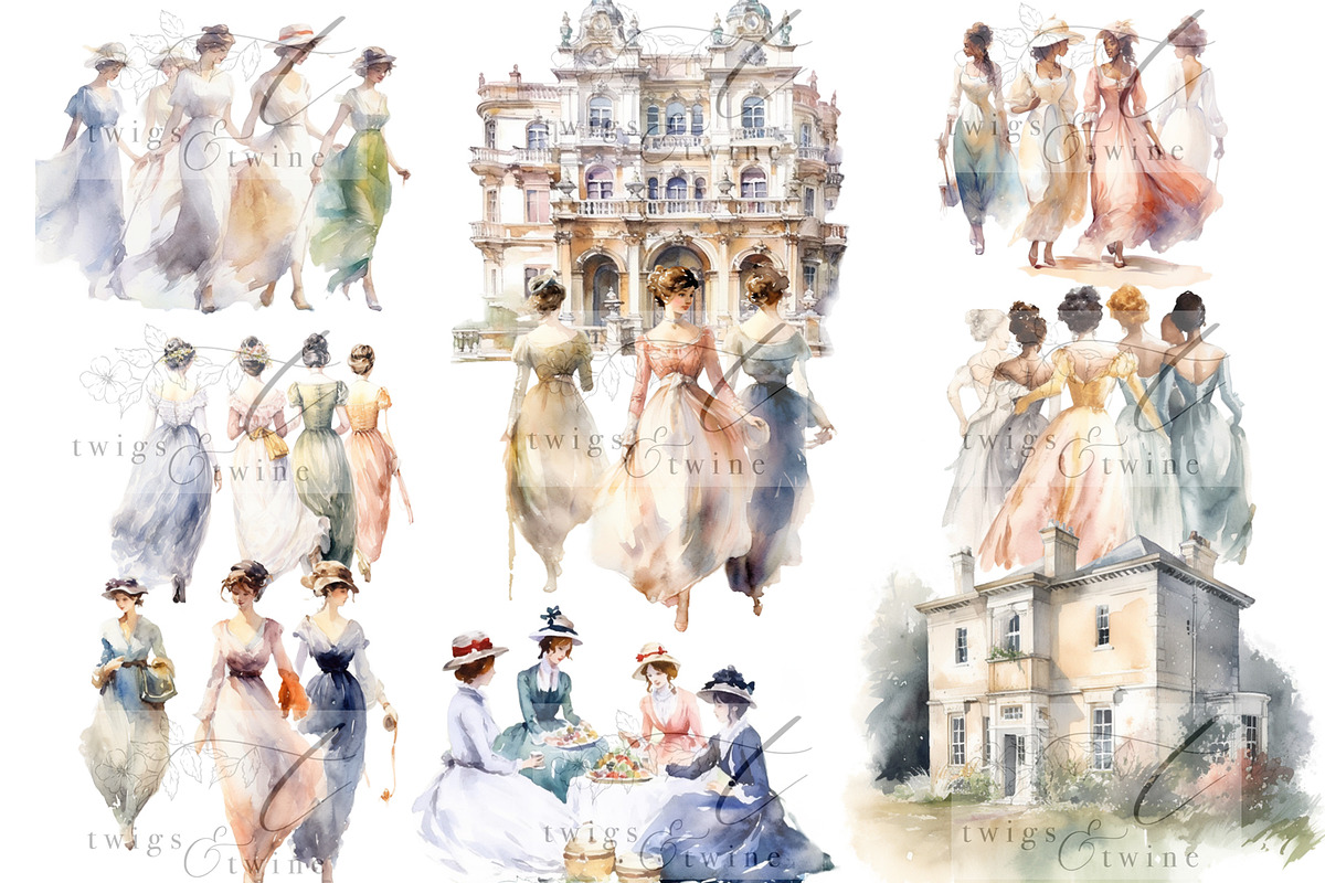 Regency Vintage Clipart Set, a Person Illustration by Twigs and Twine (Photo 4 of 7)