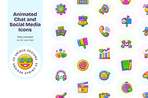 Animated Chat and Social Media Icons, an Emoji Icon by Creative Stall