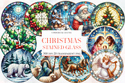 Christmas Round Stained Glass Clipar, an Illustration by Designworld (Thumbnail 1 of 6)