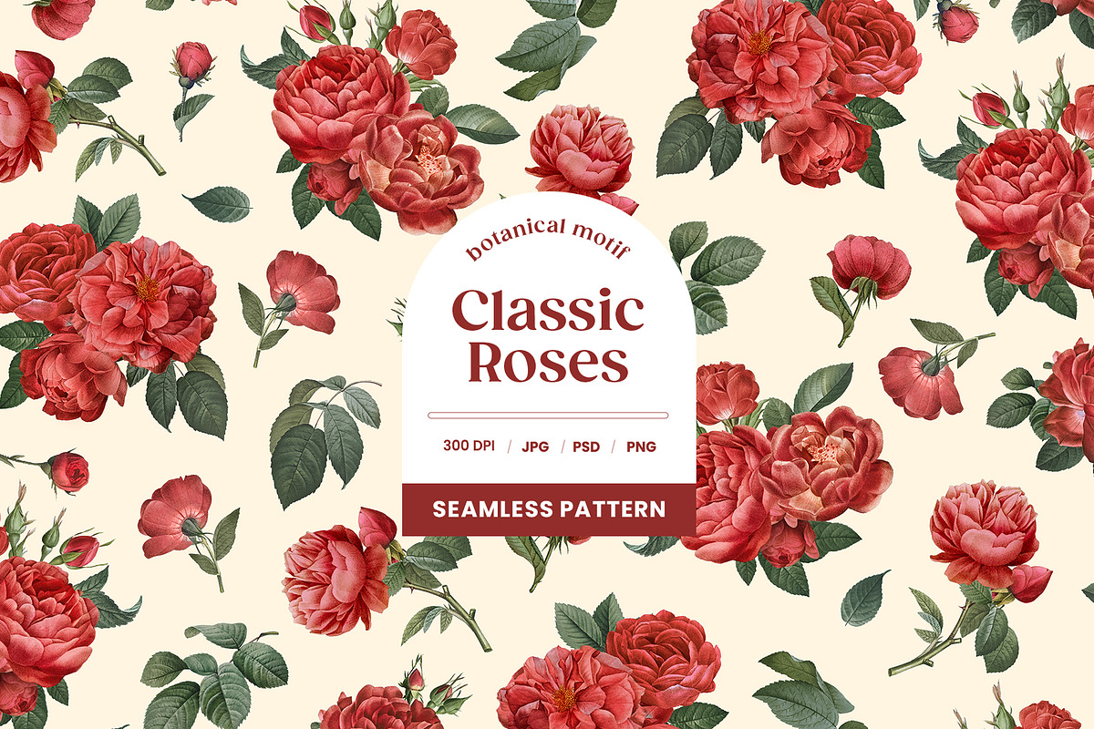 Classic Vintage Roses Pattern, a Pattern Graphic by Yello_illustration (Photo 1 of 16)