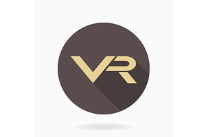 Fine Flat Icon With VR Logo, an Icon by FineArtStudio