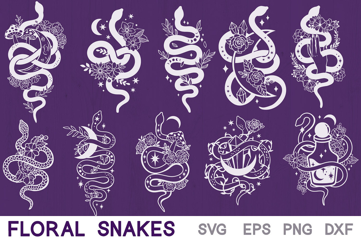 Floral Snakes SVG Collection, an Animal Illustration by TatianaCociorva (Photo 5 of 8)