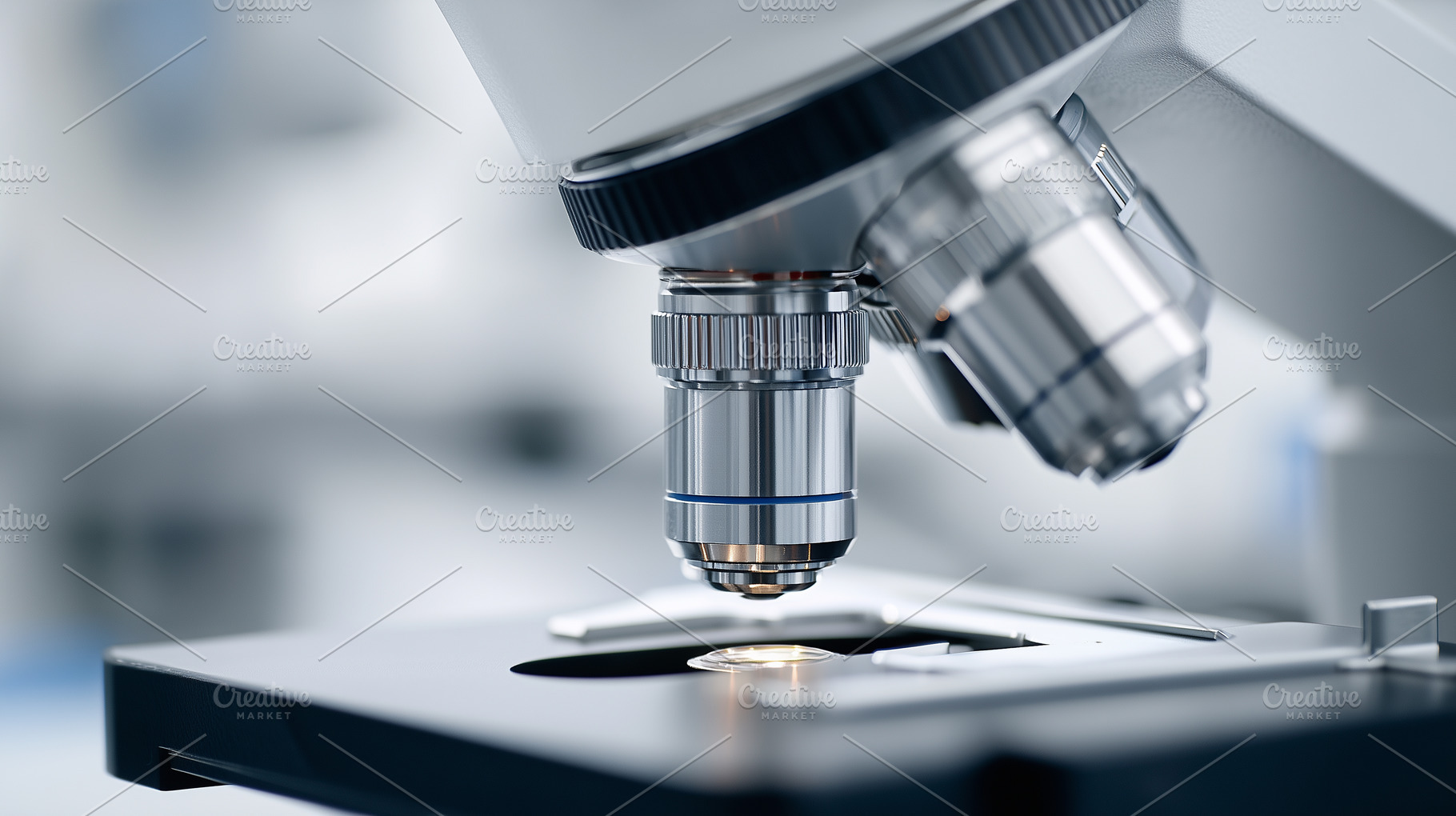 Modern microscope lens focused on a, a Health & Medical Photo by MistyDay