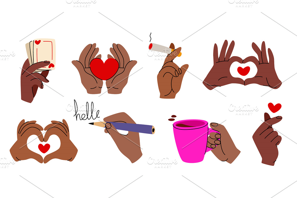 Doodle hand gesture set, a Person Illustration by art PVP - market