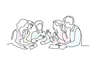 Group of young people discuss, an Education Illustration by Valenty