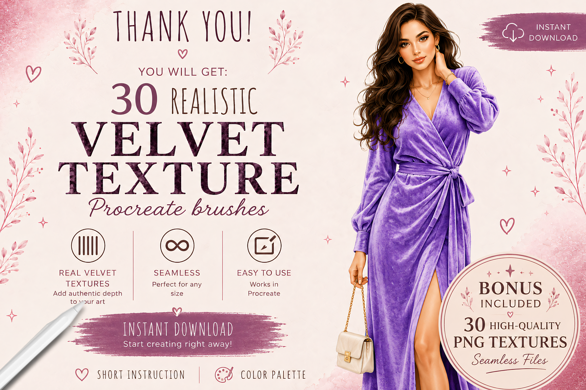 Realistic Procreate Velvet Texture, a Brush Add-On by HopeArtIllustration (Photo 5 of 5)