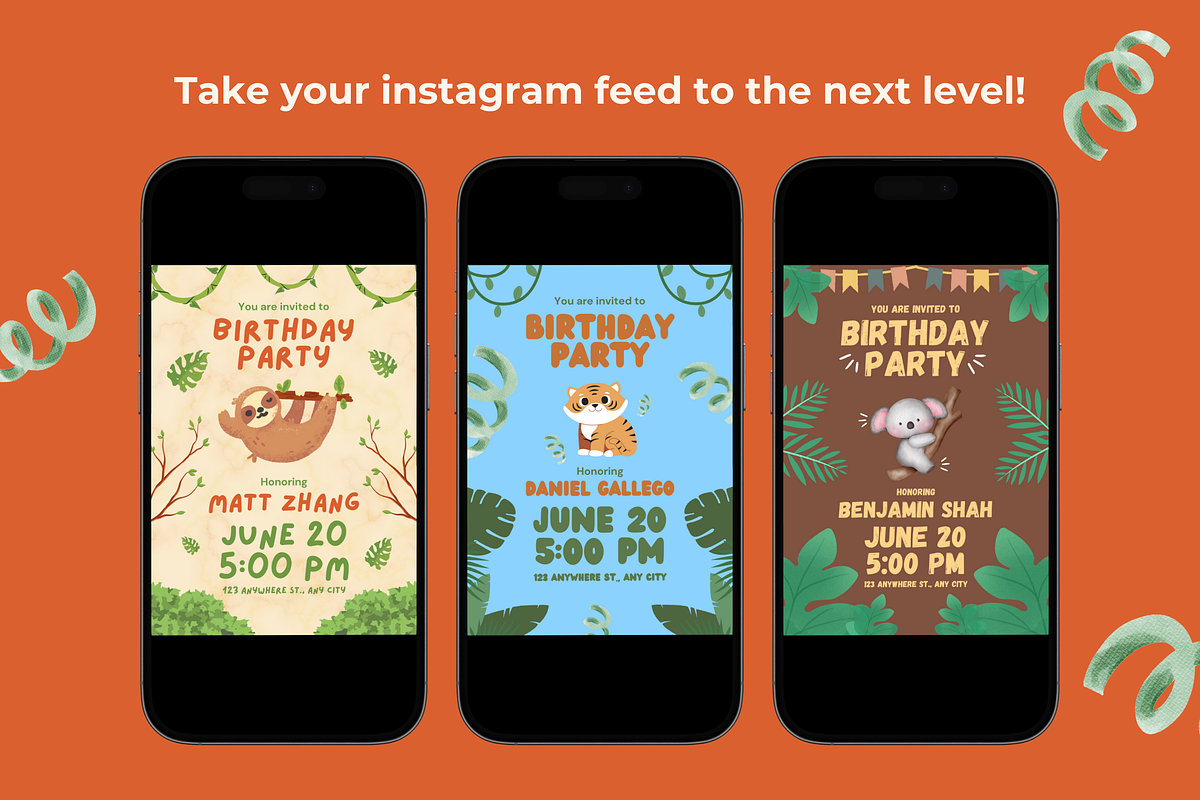 Jungle Birthday Party Invitations, a Templates & Theme by TemplateCastleStore (Photo 5 of 9)