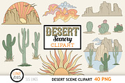Desert Scenery Clipart - Cacti PNGs, a Decorative Illustration by SLS Lines (Thumbnail 1 of 9)