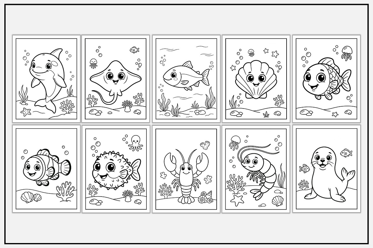 Aquatic Animals Coloring Book, an Animal Illustration by Lamia Emad (Photo 3 of 5)