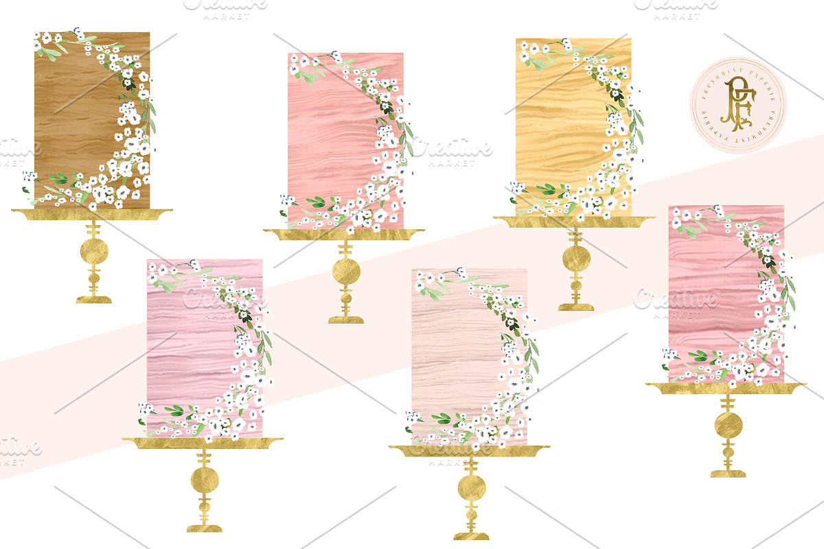 TALL FLORAL NAKED CAKES, an Illustration by Freshmint Paperie (Photo 2 of 3)