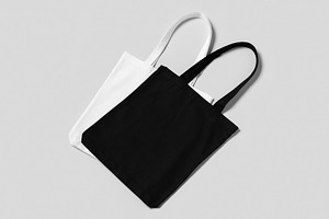 Black, white tote bags mockup, JPEG, a Beauty & Fashion Photo by Shablon