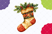 Rustic Christmas Stocking Socks Clip, an Illustration by designcity5 (Thumbnail 4 of 5)