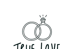 True Love Typography With Rings