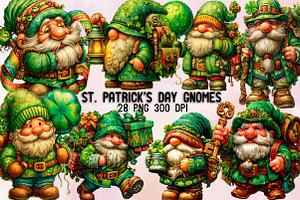 St. Patrick's Day Gnomes Clipart Bu, an Illustration by SVGArt
