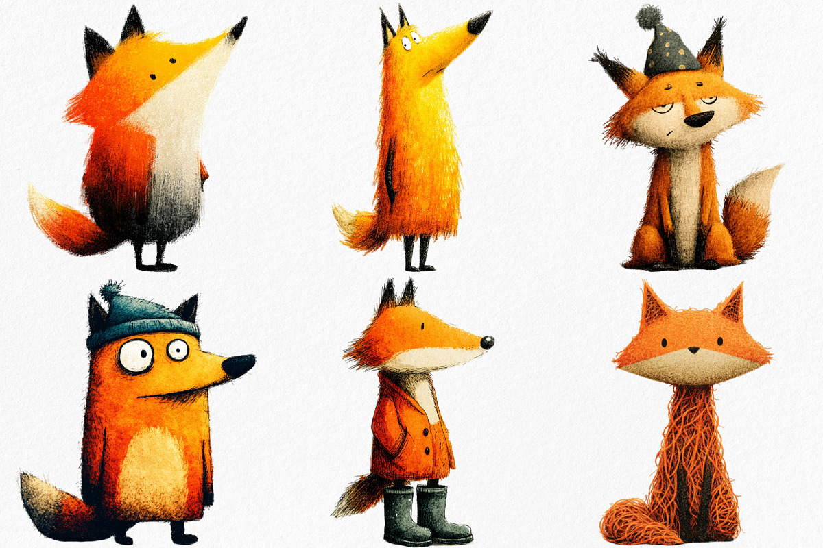Watercolor Quirky Fox Clipart Bundle, an Illustration by Canvas Craft (Photo 2 of 8)