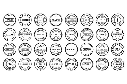 Post stamps, labels and badges, an Illustration by 32pixels