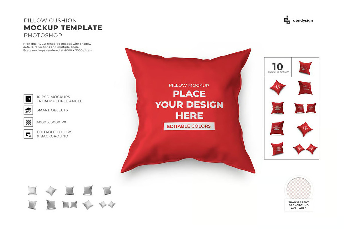 Pillow Cushion Mockup Template Set, a Household Mockup by DesignRushMarket (Photo 1 of 11)