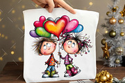 Whimsical Valentine Couple Clipart, an Illustration by OK Design (Thumbnail 4 of 6)