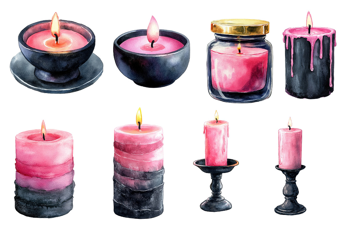Pink and Black Candles Clipart, an Illustration by Designworld (Photo 2 of 4)