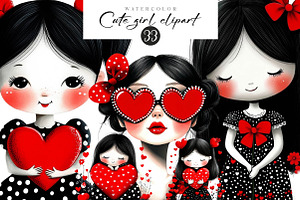 Cute Girl Clipart, an Illustration by CreationArt