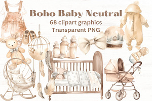 BOHO BABY Shower Neutral Clipart X68, a Person Illustration by Mermaids Cove