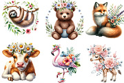 Floral Animals Clipart, an Illustration by Designking (Thumbnail 2 of 5)