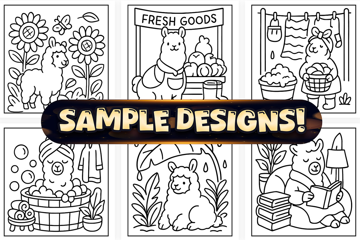 Bold Easy Llama Coloring Pages, an Animal Illustration by Craftsbeefy (Photo 2 of 4)