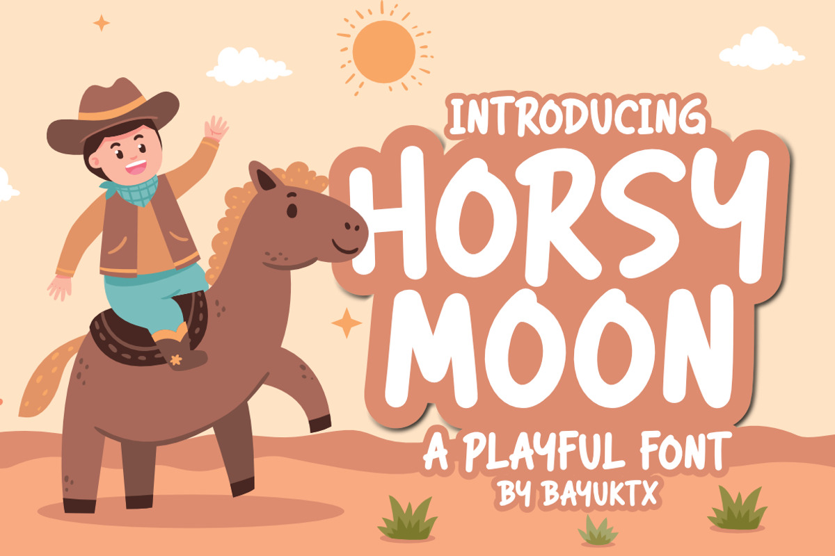 Horsy Moon – Playful Cartoon Font, a Sans Serif Font by Bayuktx (Photo 1 of 7)