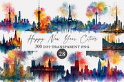 Happy New Year Cities Silhouette, an Illustration by Designworld (Thumbnail 1 of 5)