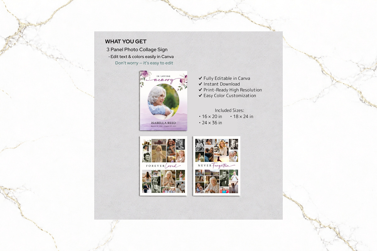 3 Panel Funeral Collage Canva FR009, a Poster Template by TyphoonStudio (Photo 2 of 9)