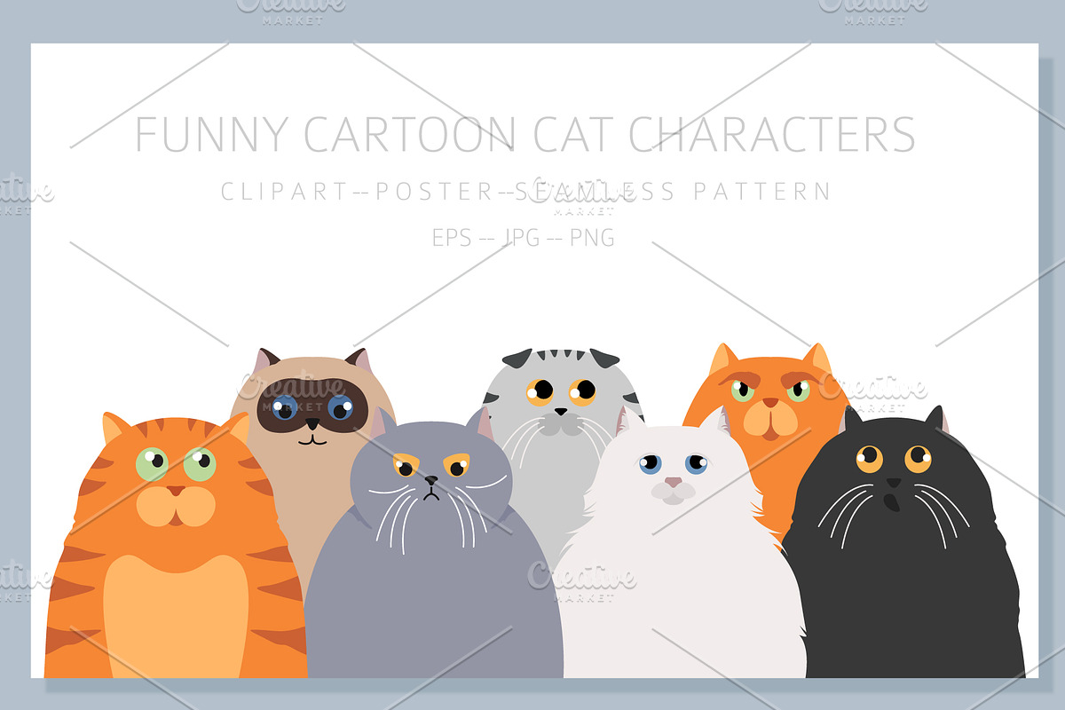 Funny cats pattern, an Animal Illustration by pet design shop (Photo 3 of 10)