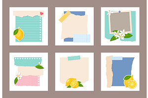 Torn paper collage frames. Social, a Texture Illustration by YummyBuum