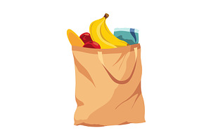 Paper shopping bag products grocery, a Food Illustration by the8monkey