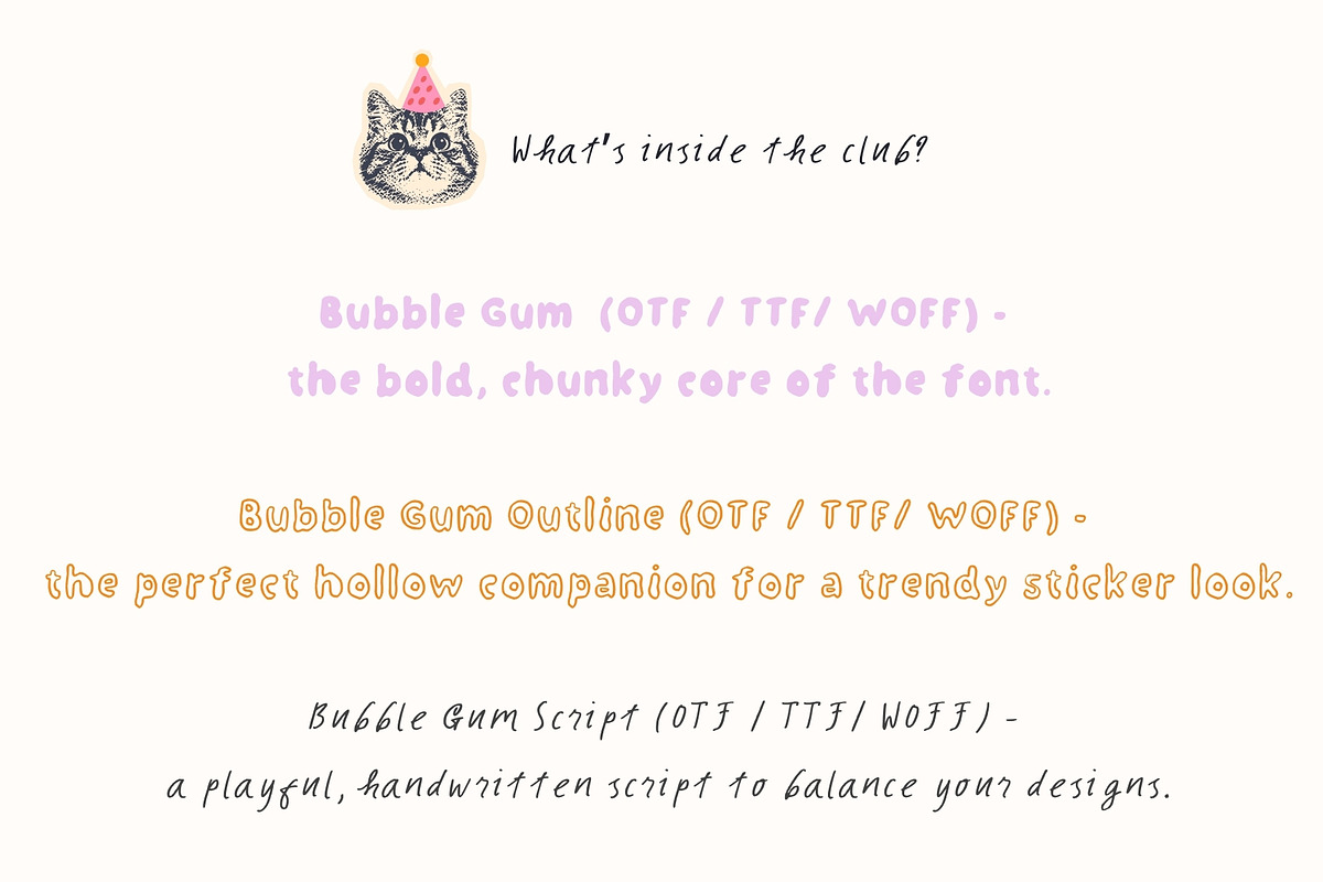 Bubble Gum Club. Playful trio font, a Handwritten Font by PaperJamLab (Photo 5 of 14)
