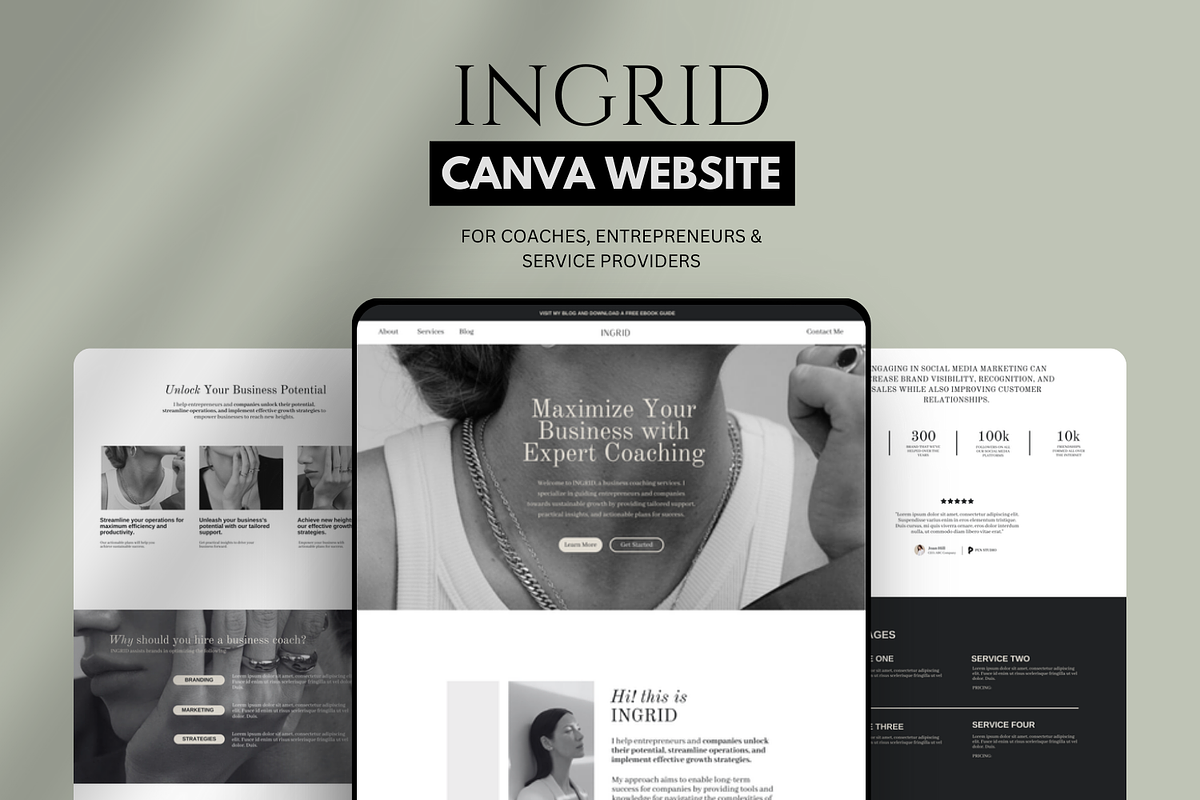 Canva Website Template for Coaches, a Landing Page Template by izeumi (Photo 1 of 3)