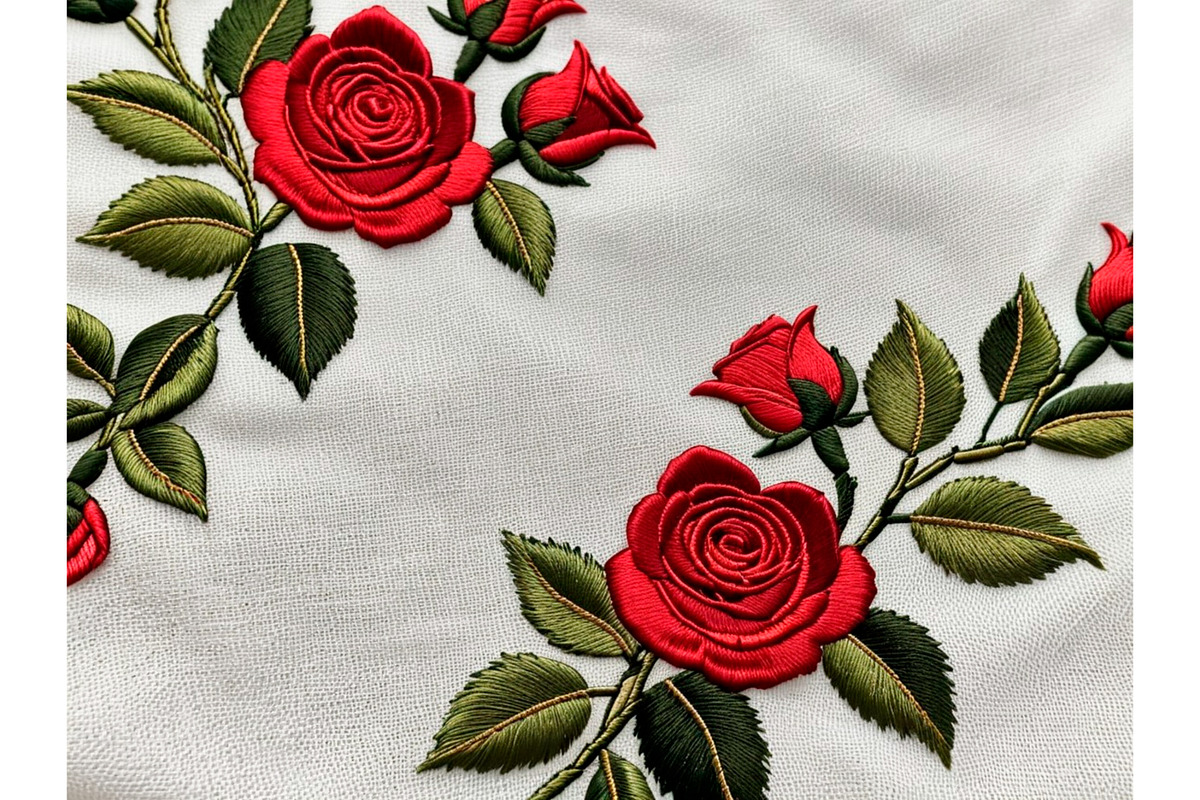 Embroidered Flowers Rose Background, a Background Graphic by IrySha (Photo 8 of 8)