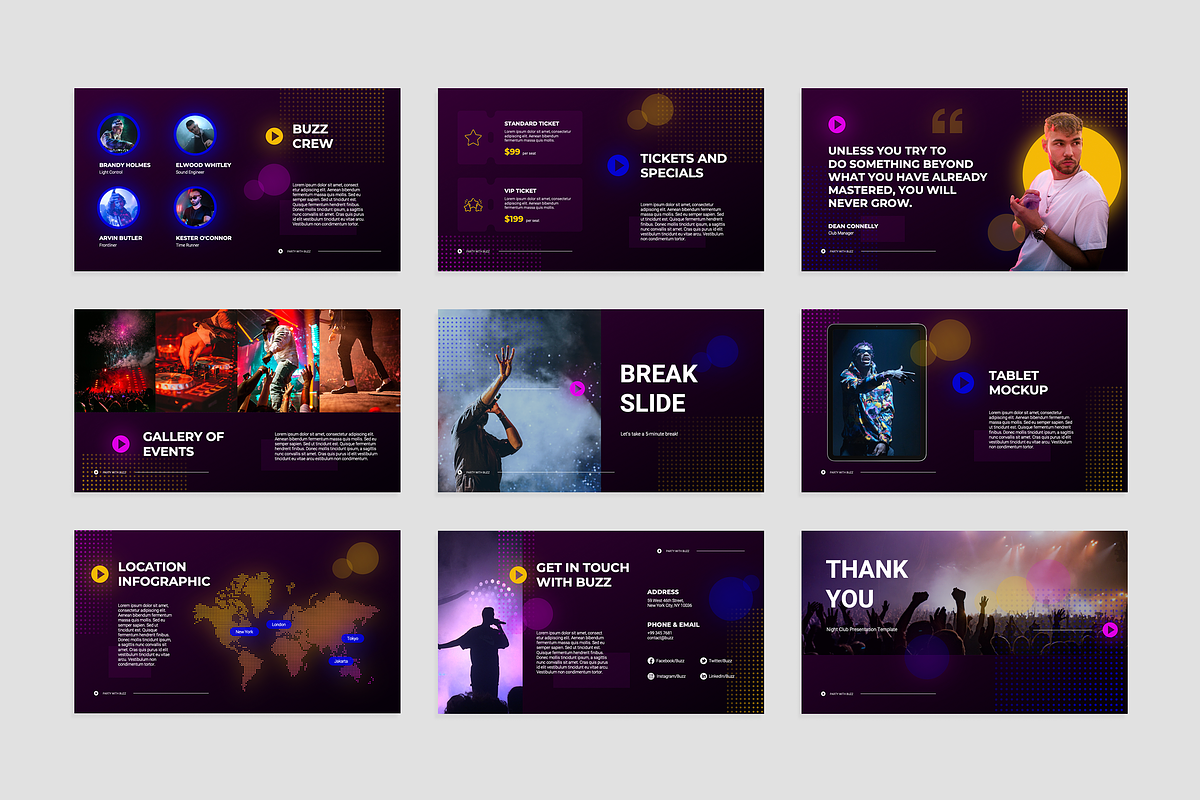 Buzz Night Club PowerPoint Template, a Presentation Template by Flat Icons (Photo 4 of 4)