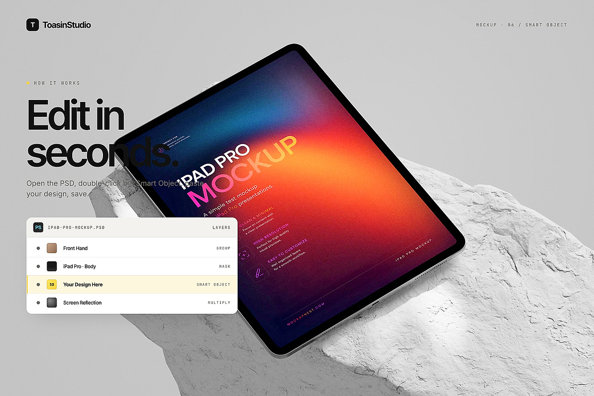 ROKK - iPad Pro Mockup, an iPad Mockup by Toasin Studio (Photo 6 of 8)