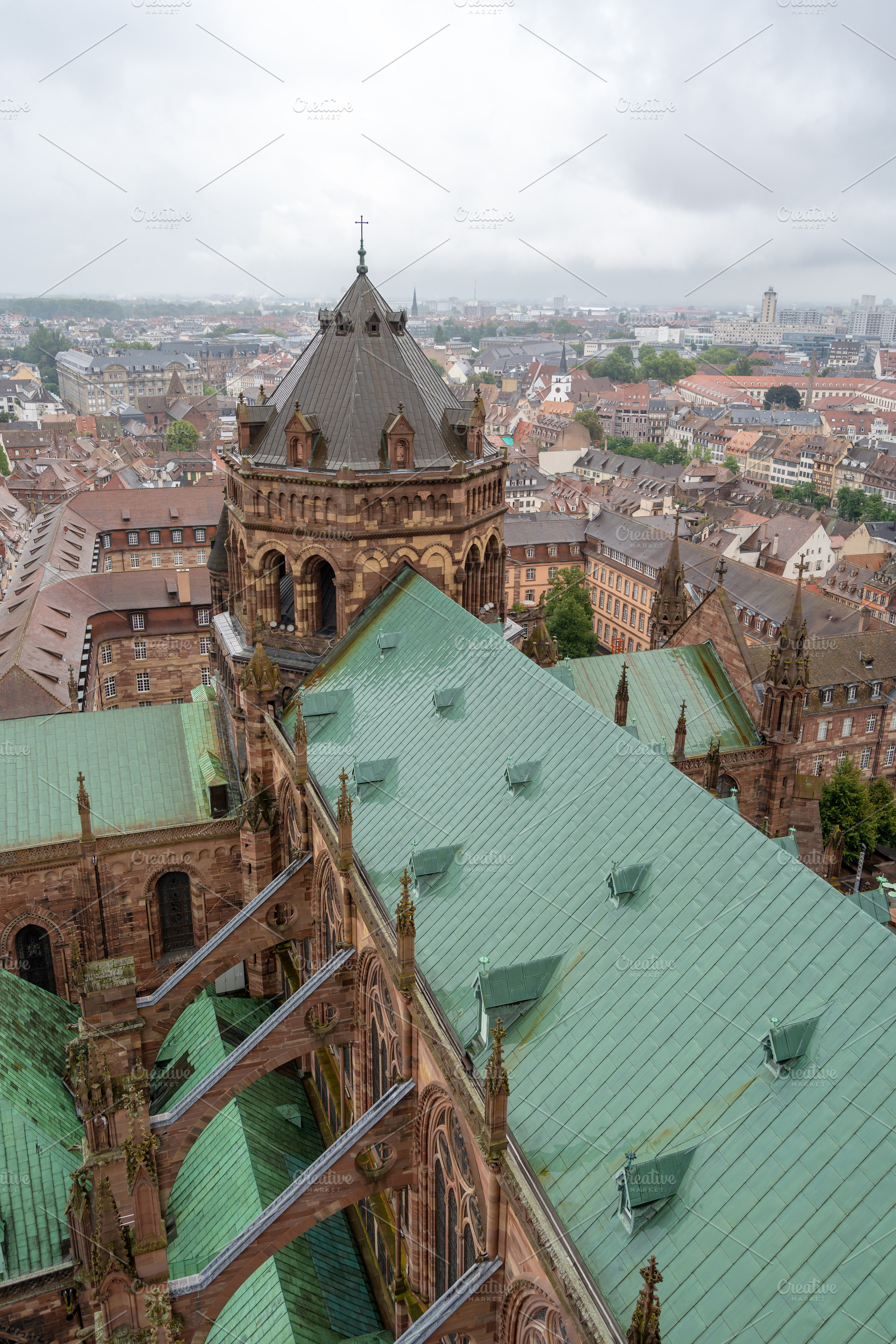 Roof and flying buttresses of Strasbourg Cathedral in France, an Architecture Photo by GoodGoods