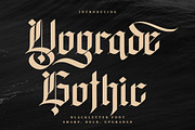 Yograde Gothic – Modern Blackletter, a Blackletter Font by Randi Irvan | Rvandtype (Thumbnail 1 of 11)