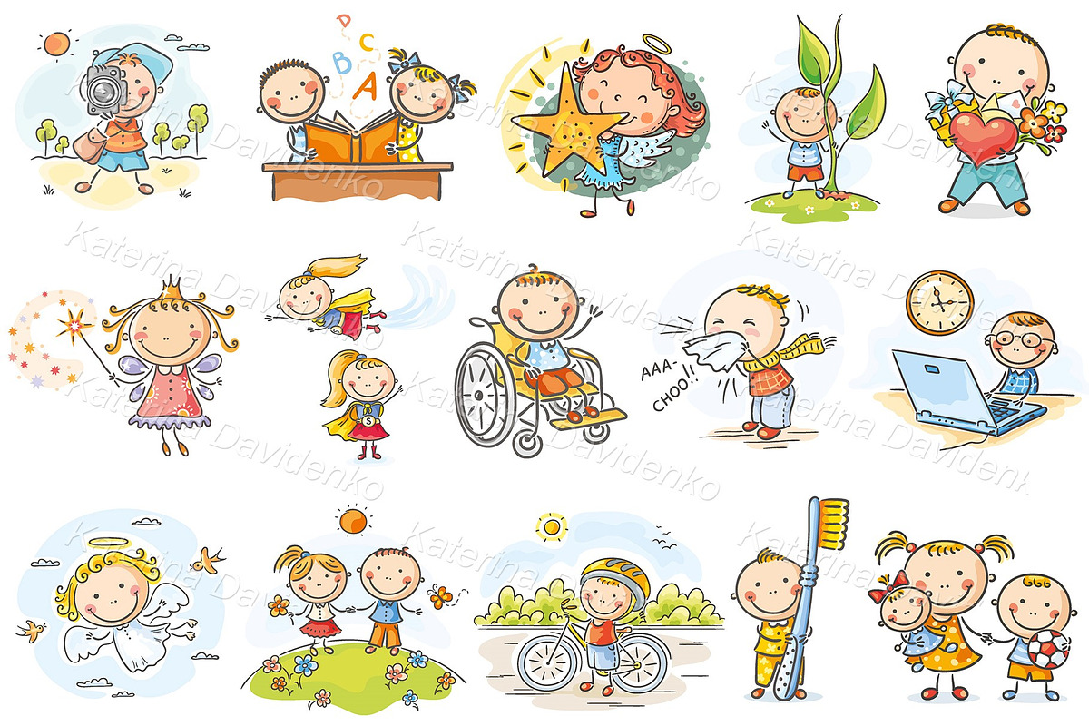 Set of cartoon kids, doodle children, a Person Illustration by Bubert Art (Photo 1 of 4)