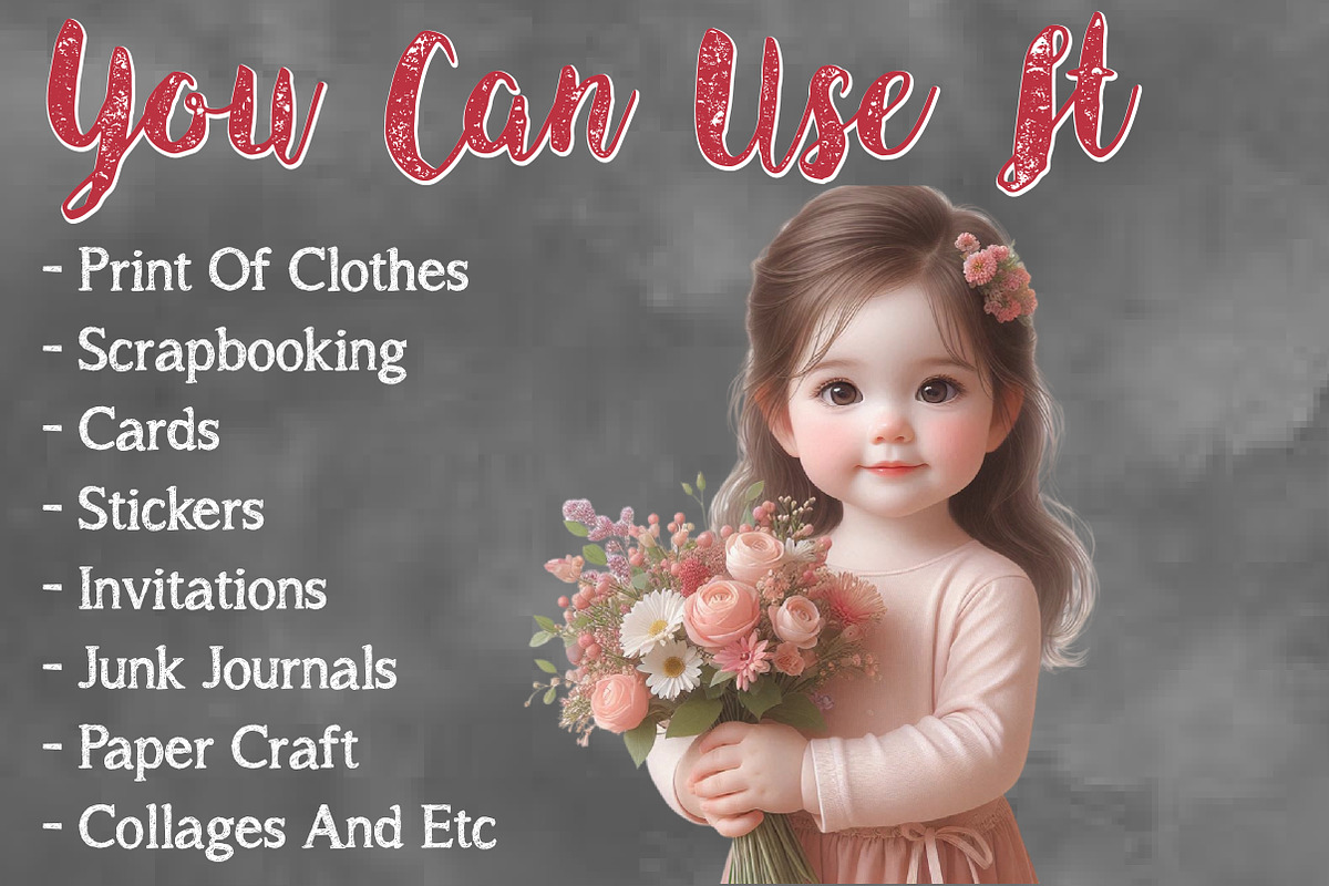 Cute little Girl Sublimation Clipart, a Seasonal Illustration by Craft Nest (Photo 5 of 5)