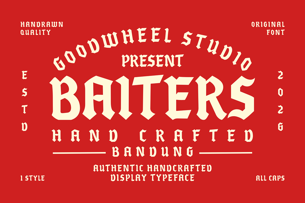 Baiters | Handdrawn Typeface, a Handwritten Font by Goodwheel Studio (Photo 1 of 8)