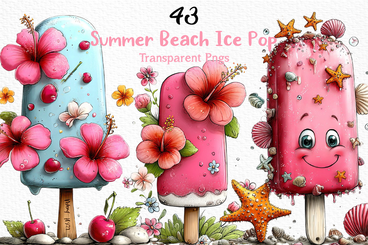 Whimsical Cold Summer Beach Ice Pop, an Illustration by Craft Nest (Photo 1 of 9)