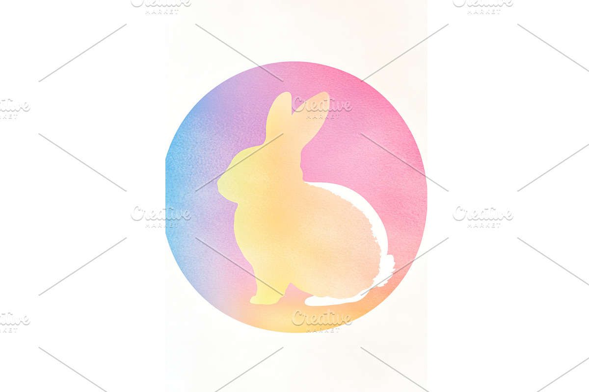 Colorful silhouette of rabbit in, an Illustration by Lermont51